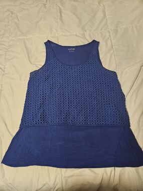 Apt. 9 Blue Sleeveless Eyelet Layered Tank Top